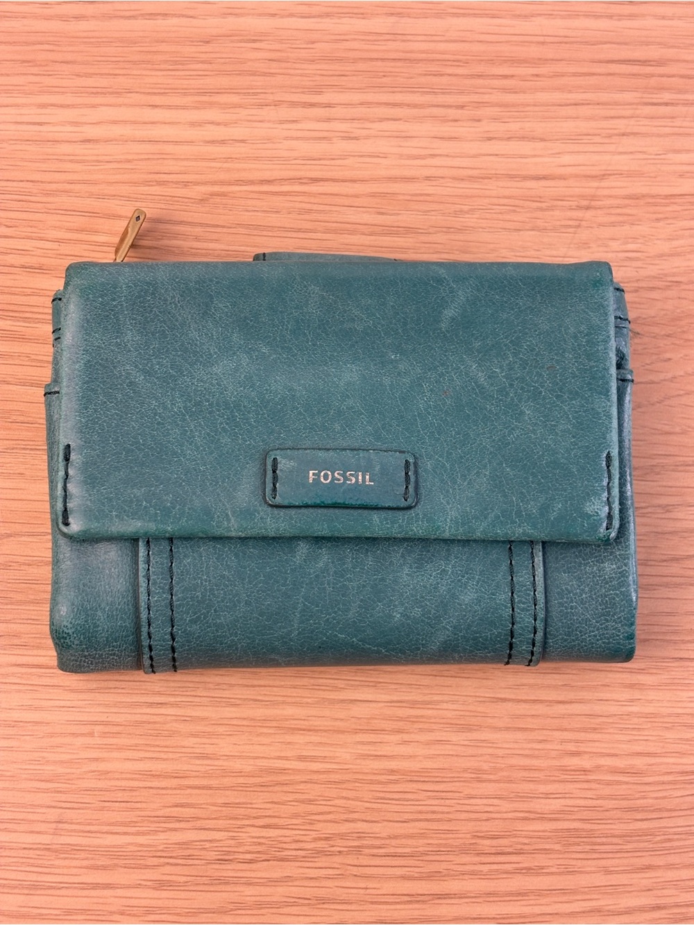 Fossil Ellis Clutch Soft Leather Wallet Teal Blue